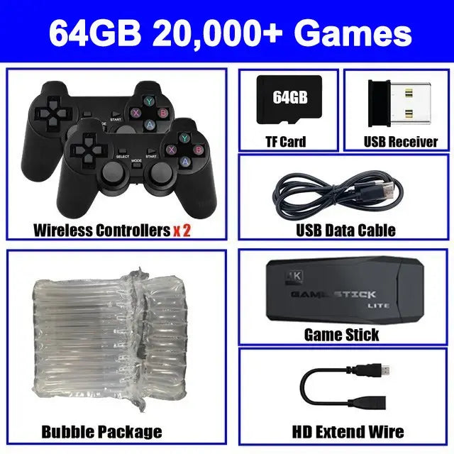 Game Stick. Unlock Retro Magic: 4K HDMI Retro Game Console with 10,000+ Games - Choose Your Adventure with 32GB, 64GB, or 128GB Models